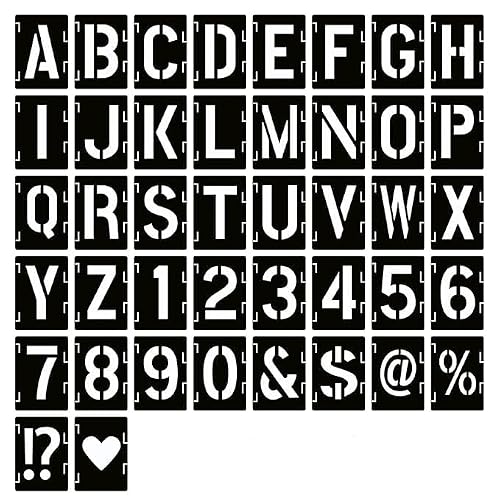 Devasya Crafts 2 Inch Letter Stencils Symbol Numbers Craft Stencils|42 Pcs Reusable Alphabet Templates Interlocking Stencil Kit for Painting On Wood|Wall|Fabric|Rock|Chalkboard|Sign|DIY Art Projects