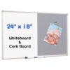 DEVELOP Grey Felt Bulletin & Magnetic Dry Erase Combo Board, 24 x 18 Inch, Wall Mounted Whiteboard/Grey Felt Bulletin Combination Board with Marker Tray, Pins, Eraser, Markers & Magnets