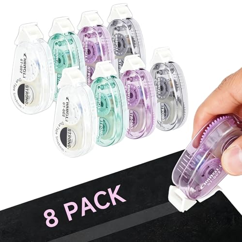 DEYUANCH 8 Pack Scrapbook Tape, Glue Tape for Scrapbooking, Double Sided Tape for Crafts, Journaling Scrapbooking Supplies, Junk Journal Supplies, 0.31IN x 16.4FT (Multicolor)