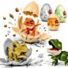 DEZENE Pop Open Dinosaur Eggs 3 Pack, Jumbo Surprise Dinosaur Toys with T-Rex, Spinosaurus & Triceratops, Reusable Hatching Eggs, Easter Basket Stuffers, Birthday Gifts for Boys & Girls Ages 3-8
