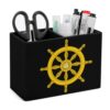 Dharma Wheel Ancient India Desk Organizer PU Leather Caddy Holder