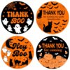 Diartpaint Orange Black Halloween Thank You Stickers 80Pcs 2in Ghost Cat Spider Bat Labels Waterproof Party Favor Seals for Halloween Birthday Baby Shower Candy Bags Gift Boxes Decor Supplies Events
