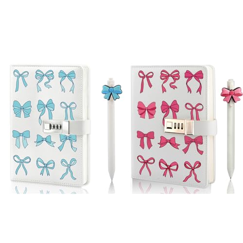 Diary with Lock for Girls Ages 8-12, Bow Journal for Teen Girls, Birthday Gifts for Girls Diary for Kids with Pen, Coquette Preppy Secret Diary Notebook for Girls Women, Back to School Gift for G