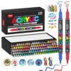 DICEKOO Acrylic Paint Markers 120 Colors, Dual Tip Pens with 30% More Ink