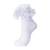 Dicry Socks for Women, Big Ruffle Socks with Turn Cuff and Double Lace (Size 5-9, 1 Pair, White)