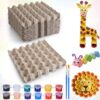 Didaey 12 Pack Egg Carton Craft Kits for Kids with 2 Paint Brushes 12 Color Paint DIY Paper Egg Trays for Home Classroom Summer Party Craft Supplies