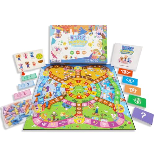 Didax Kidz Funance Adventures – Financial Literacy Board Game for Kids Ages 6+ | Learn Spending, Saving, Investing & Earning | Classroom & Family Educational Money Game (Grades K-5)