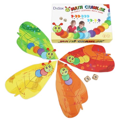 Didax Math Crawlers Caterpillar Math Game for Kids – Hands-On Addition & Subtraction Learning Toy for PreK–Kindergarten – Dice Counting Game, Early Math Manipulative for Classroom & Homeschool