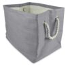 DII Durable Woven Striped Storage Bin Collapsible with Soft Rope Handles Reinforced with Metal Grommets, Medium, 15x10x12, Solid Gray