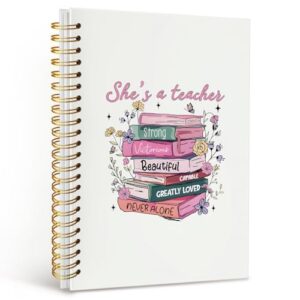 Dilemat Teacher Gifts Notebook,Teacher Appreciation Gifts Journal for Writing,Teacher Must Haves,Gift for Teacher Last Day of School,Preppy Floral Teachers Hardcover Spiral Notebook Journal 5.5x8.3 Inch