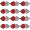 DILIBRA 24 Pcs Metallic Cheerleading Pom Poms, Cheerleaders Cheer Pom Poms with Baton Handle, Cheering Squad Hand Flower for Adults Team Spirit Sports Game Dancing Party (Sliver+Red)