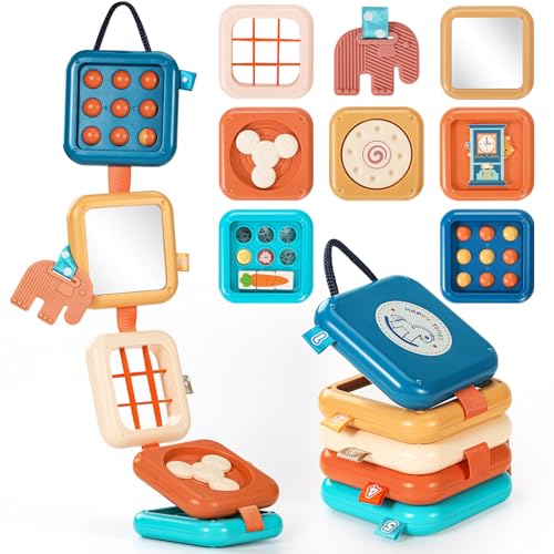 Dilovely Busy Board for 1 Year Old, Travel Toys for Toddlers 1-3, Montessori Busy Board - Car Airplane Essentials, Sensory Activity Cube Birthday Gifts for Baby Infant Boy Girl