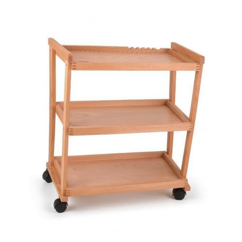 DimyFew Art Material Cart Storage Cart Organizer Trolley Rack with Beech Wood Construction Open Frame and Flat Shelves Mobile Suitable for Painters classrooms, Three-Layer, Imported Beech Wood