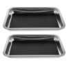 DINHEAROM 2pcs Stainless Steel Dissection Trays for Biology, Reusable Rectangular Anatomy Trays with Integrated Wax Lining and Polished Surface, 12x8x1.4 Inches, for Labs and Classrooms