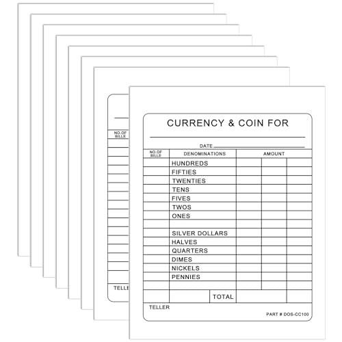Dinifee 800 Pcs Currency and Coin Record Forms 5.5 x 4.25 Inch Deposit Slips Paper Currency & Coin Counting Record Sheets Bank Forms for Fundraiser Church or Christian College Universities