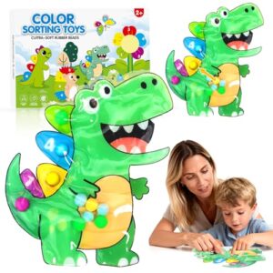 Dinosaur Color Sorting Sensory Toys for Toddlers 1-3,Fine Motor Skills Matching Travel Toys for Kids,Easter Basket Stuffer Gift for Toddler Boy Montessori Fidget Preschool Classroom Activities for Kid