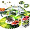 Dinosaur Race Track Toys for Boys 3-5, Flexible Bridge Car Track Set with 2 Toy Cars & Dinosaur Figures, Adventure Race Track Playset for Boys Age 4-7 Birthday Gifts