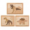 Dinosaur Wooden Puzzle for Toddler 1-3, Montessori Toys for Kids 2 Year Old, Preschool Educational Toy | Learning Animal & Number, Natural Wood Jigsaw Puzzles for Boys Girls Ages 2-4 (3 Pack)