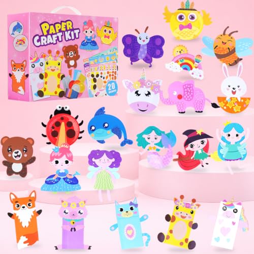 DINSUMRUG Crafts Kit for Kids 4-8 (134 Characters), 20 Animal Arts, All-Inclusive Toddler Craft Box with Paper Plates, Fun Activities, Christmas Gift, Birthday Gifts for Boys and Girls. (Princess)