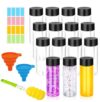 DI QIU REN 16 Pack Clear Plastic Bottles Empty Sensory Bottles with Caps – Reusable Juice Bottles Drink Containers Leakproof Water Bottle for Juice Milk (Black Lids, 10 oz / 300 ml)