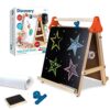 Discovery™ 3-in-1 Tabletop Dry Erase Chalkboard Painting Art Easel, Includes Paper Roll and Oversized Clip, 17 x 15 Inch Wood Frame, Perfect for Children 3+ | Foldable/Portable for Countertop Play