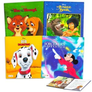 Disney Classics Hardcover Bedtime Story Set - Bundle with 4 Books Featuring Fox and Hound, 101 Dalmatians, Jungle Book, Mickey Fantasia Sorcerer's Apprentice | Disney Bedtime Books for Toddlers
