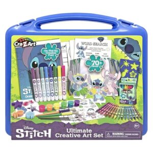 Disney Stitch Kids Ultimate Creative Activity Arts & Crafts Case, 70+ Pieces for Creative Fun with Fan Favorite Stitch, Boys Girls Gift