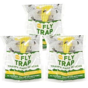 Disposable Fly Traps Outdoor 4 Pack, Natural Pre-Baited Hanging Fly Bags, Non-Toxic Bug Catcher for Outside Home, Garden, Pool, Patio, Camping, BBQ Area, Backyard, Picnic & Flying Insect Pest Control.