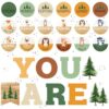 Dispowreath 27 Pcs Woodland Classroom Decor Affirmation Animals Station Bulletin Board Set, Positive Motivational Camping Decorations with 100 Adhesive Dots for School Teacher Classroom Decor