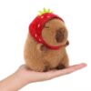 Ditucu Cute Palm-Sized Capybara Plush Wear Strawberry Hat Soft Small Capibara Stuffed Animal Plushies Toys Dolls Gifts for Kids Brown 6 inch
