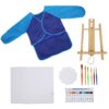 DIY Acrylic Paint Set for Kids, Children Educational Art Supplies with Portable Wooden Easel, 12 - Color Paints, Brushes, Smock & Palette for Home School Creative Play (Blue)