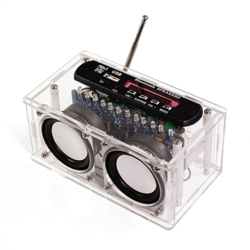 DIY Bluetooth-Compatible Speaker Kit,Recording Function FM Radio Soldering Practice Kit with LED Spectrum,TF/AUX/Bluetooth/USB Support,Remote Control Soldering Project for Indoor/Outdoor Use