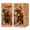 DIY Book Nook Kit, 3D Wooden Puzzle Bookend with LED Light, Japanese Street Alley Miniature House Model, Creative Shelf Insert Decor & Arts Crafts Gift for Adults Teens (The Alley Waiting for the Cat)