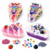 DIY Cake Butter Slime Set, 2 Pack Non-Stick Slime Kit with Strawberry and Blueberry Cake Themes, Charms and Mix-ins with Storage Jar, Stretchy Sensory Toy Gift for Girls Boys