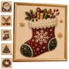 DIY Christmas Pearl Diamond Painting Art Kit with Frame, Christmas Pearl Beads Art Craft for Adults & Beginners, Gemstone Diamond Dots Beads Painting for Home Wall Decor，Stocking