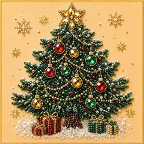 DIY Christmas Pearl Diamond Painting Art Kit with Frame, Cute 3D Christmas Pearl Beads Art Craft for Adults Beginner, Holiday Christmas Wall Decor, Healing Stress-Relieving (#O)