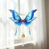 DIY Filigree Cloisonne Enamel Paint Blue Butterfly Wind Chime Craft Kit