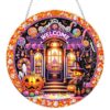 DIY Halloween Diamond Painting Acrylic Wreath Pendant Kit – Special Shaped Skull Flower Hanging Ornament for Door Wall Decoration, Craft Gift for Adults Kids, Halloween Home Decor ，Welcome