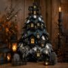 DIY Halloween Fabric Tree Craft Kit, Handmade Quilted Cloth Tree Ornament, Reusable Soft Fabric Tabletop Tree for Halloween Home Decor, Art Project for Kids Adults Party Decoration Gift (J)
