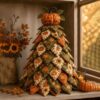 DIY Halloween Fabric Tree Craft Kit, Handmade Quilted Cloth Tree Ornament, Reusable Soft Fabric Tabletop Tree for Halloween Home Decor, Art Project for Kids Adults Party Decoration Gift (S)