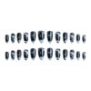 DIY Manicure Kit: 24Pcs Almond Press On Nails in Black Marble, Versatile for Any Occasion