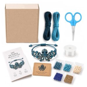 DIY Octopus Beaded Bracelet Making Kit,3D Beaded Animal Kit,Three-Dimensional Beadwork Jewelry Craft Kit with Full-Color Instruction Sheet,for Beginners,Creative Handmade Jewelry Making Gift
