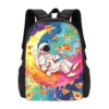 Diyodk Moon Pizza Astronaut Backpack,3d Print Laptop Backpack Lightweight Casual Daypack Bookbag Multi-Function Travel Backpack 16.5 In