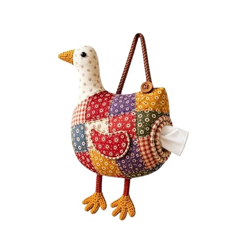 DIY Patchwork Chicken & Duck Tissue Holders, Retro Quilted Tissue Organizer, Handmade Patchwork Animal Tissue Box Cover Kit, Tissue Box Holder Crafting Kit for Beginners, Home Decor (Goose)