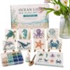 DIY Sea Glass Painting Kit, 8PCS Mysterious Sea Creature Mosaic Kit