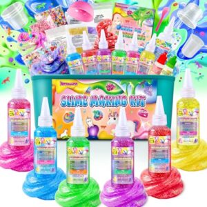 DIY Slime Kit for Girls, Galaxy Slime Making Kit for Girls 3-12, Glimmer Crunchy, Butter, Foam, Cloud Slime with Add-ins, Foam Balls, Charms, Party Favors Gift Toys for Kids