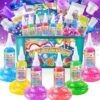 DIY Slime Kit for Girls, Galaxy Slime Making Kit for Kids, Glitter Slime Making Kit with Add-ins, Glimmer Crunchy, Foam Balls, Charms, Glitters, Gift Toys for Boys Girls 3-12