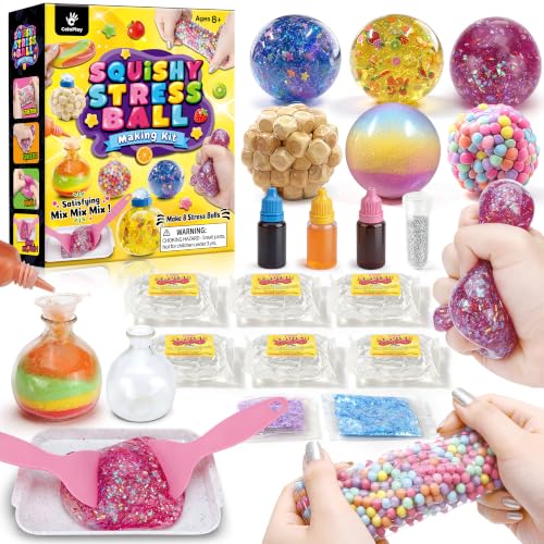 DIY Squishy Making Kit - Make Your Own Squishy Stress Balls | with 8 TPR Skins, 6 Slime Packs, 13 Fillers & 8 Reusable Clips, Squishy Maker Kit & Sensory Craft Toy Gift Anxiety Relief Craft Toy