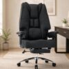 DJ.Wang Big and Tall Office Chair 400lbs, 23" Extra Wide Seat Executive Chair with Footrest, Heavy Duty Metal Base High Back Desk Chair with Lumbar Support & Adjustable Armrests, PU Black