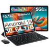 DMOAO Tablet, 2026 Android 15 Tablet with Gemini AI, 10.1 Inch FHD Display, 30GB RAM 64GB ROM /1TB TF, 6000mAh Battery, Octa-Core 2.0GHz, Widevine L1, 2 in 1 Tablets with Keyboard Mouse(Black)